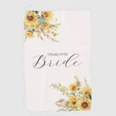 Elegante Rustikale Wasserfarbe Sonnenblumen Blumen Golfhandtuch (Vorderseite)