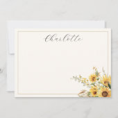 Elegante rustikale Wasserfarbe Sonnenblumen Mitteilungskarte (Vorderseite)