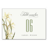 Elegante Rustikale Wasserfarbe Weißes Daffodil Hoc Tischnummer (Vorderseite)