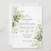 Elegante Rustikale Wasserfarben Blätter Grüne Hoch Einladung (Vorderseite)