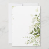 Elegante Rustikale Wasserfarben Blätter Grüne Hoch Einladung (Rückseite)