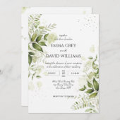 Elegante Rustikale Wasserfarben Blätter Grüne Hoch Einladung (Vorne/Hinten)