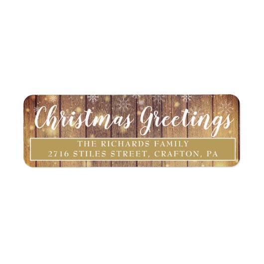 Elegante Rustikale Weihnachtsgrüße Rücksendeadress (Vorne)