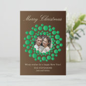 Elegante Rustikale Weihnachtskranz-Foto-Flachkarte Feiertagskarte (Stehend Vorderseite)