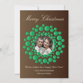Elegante Rustikale Weihnachtskranz-Foto-Flachkarte Feiertagskarte