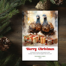 Elegante rustikale Weihnachtsszene Tier-Grußkarte 