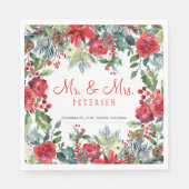 Elegante rustikale Weihnachtszeit mit Blumen Serviette (Vorderseite)