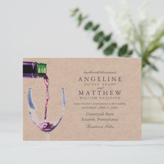 Elegante Rustikale Weinkarte Einladung (Stehend Vorderseite)