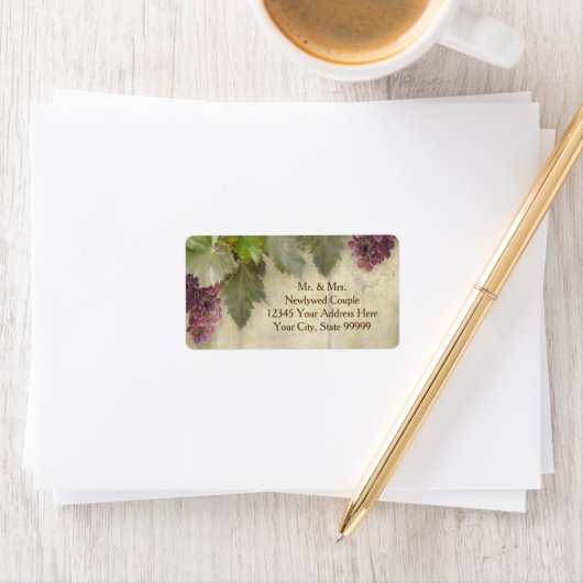 Elegante Rustikale Weinkellerei Hochzeit im Herbst Adressaufkleber (Insitu)