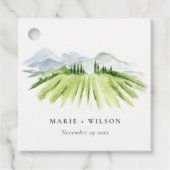 Elegante Rustikale Weinkellerei Weinberg Hochzeit Geschenkanhänger (Vorderseite)