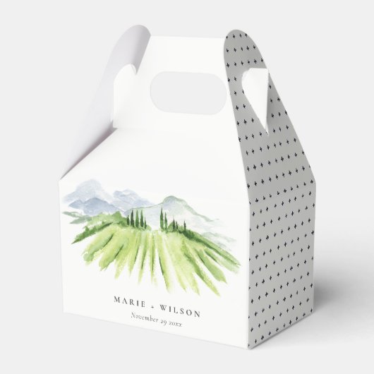 Elegante Rustikale Weinkellerei Weinberg Hochzeit Geschenkschachtel (Vorderseite)