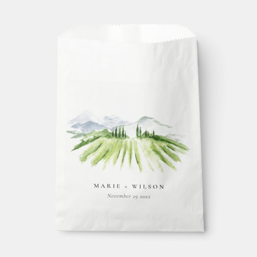 Elegante Rustikale Weinkellerei Weinberg Hochzeit Geschenktütchen (Vorderseite)