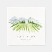 Elegante Rustikale Weinkellerei Weinberg Hochzeit Serviette (Vorderseite)