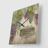 Elegante Rustikale Weinkultur und Erde Herbst Wein Quadratische Wanduhr (Winkel)