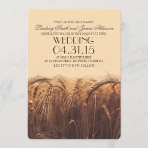 elegante rustikale Weizen-Hochzeitseinladungen Einladung