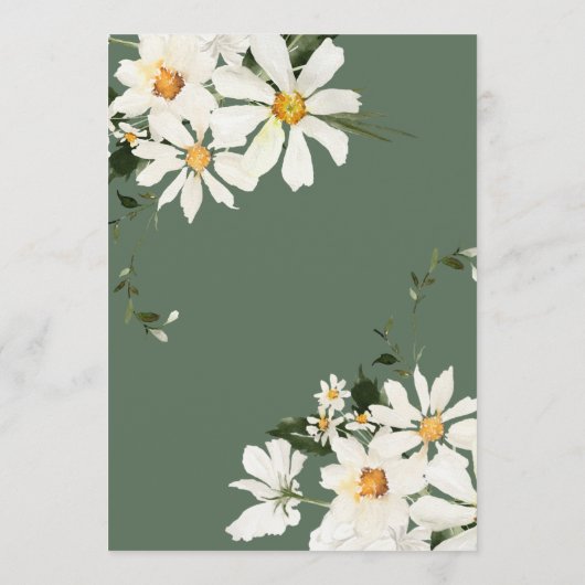 Elegante rustikale White Daisies Moderne Grüne Hoc Einladung (Rückseite)