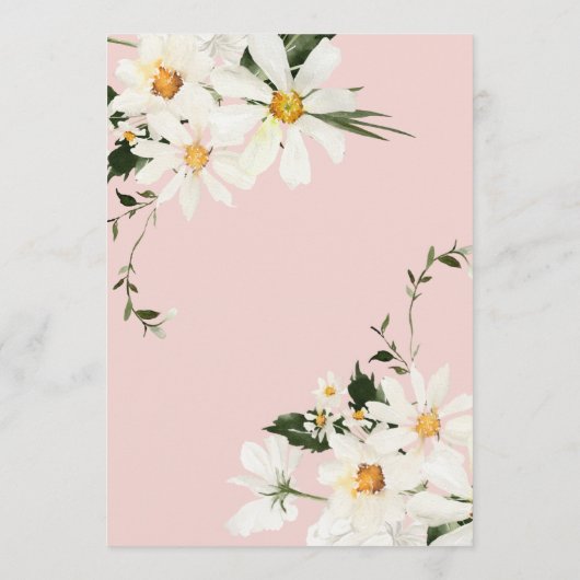 Elegante rustikale White Daisies Moderne rosa Hoch Einladung (Rückseite)