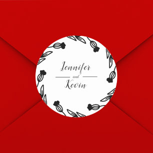 Elegante rustikale Wildblume Dekorative Hochzeit Runder Aufkleber