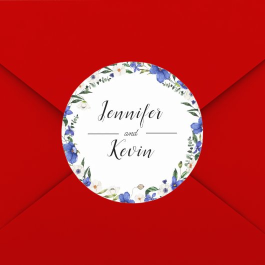 Elegante rustikale Wildblume farbenfrohe Hochzeit Runder Aufkleber