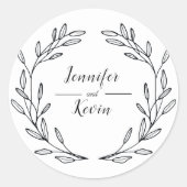 Elegante rustikale Wildblume Folk Wedding Runder Aufkleber (Vorderseite)