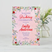 Elegante rustikale Wildblume zum Geburtstag Einladung (Stehend Vorderseite)