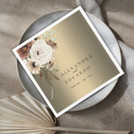 Elegante Rustikale Wildblumen Goldhochzeit Serviette