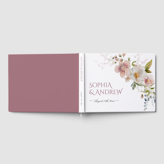 Elegante rustikale Wildblumen Hochzeit Gästebuch (Voll)