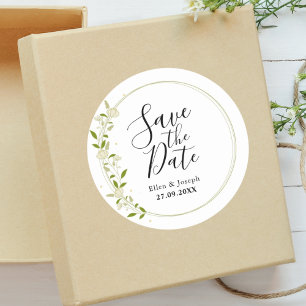 Elegante rustikale Wildblumen-Hochzeit Save The Da Runder Aufkleber