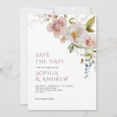 Elegante rustikale Wildblumen Hochzeit speichern d Einladung (Vorderseite)