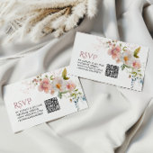 Elegante rustikale Wildblumen Hochzeiten QR-Code-U Begleitkarte