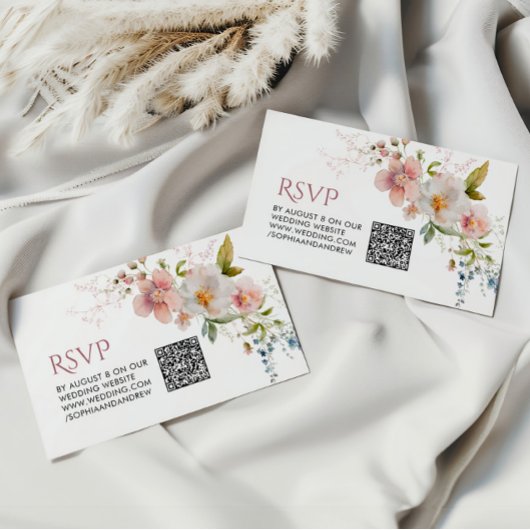 Elegante rustikale Wildblumen Hochzeiten QR-Code-U Begleitkarte