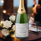 Elegante rustikale Wildblumen Script Silver Schaumweinetikett