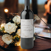 Elegante rustikale Wildblumen Script Silver Weinetikett