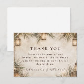 Elegante rustikale Winterhochzeit Dankeskarte (Vorne/Hinten)