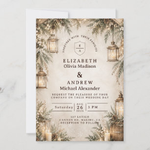 Elegante rustikale Winterhochzeit Einladung