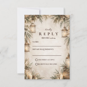 Elegante rustikale Winterhochzeit RSVP Karte
