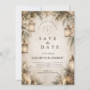 Elegante rustikale Winterhochzeit Save The Date