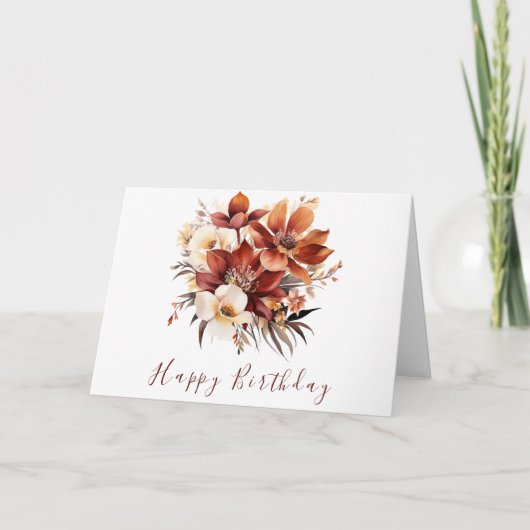 Elegante Rusty Fall Blume Moderne Glückwünsche Geb Karte (Vorderseite)