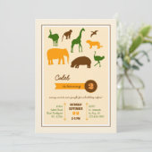 Elegante Safari-Tiere zum Geburtstag Einladung (Stehend Vorderseite)