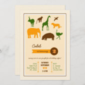 Elegante Safari-Tiere zum Geburtstag Einladung (Vorne/Hinten)