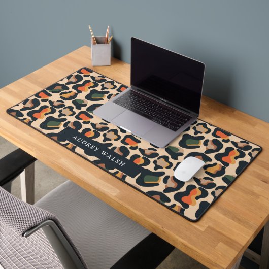 Elegante Safari Tierwelt Leopard-Spot Girly Schreibtischunterlage (Büro 2)