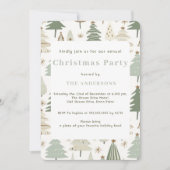 Elegante Saga grün Moderne Weihnachtsbaumen Muster Einladung (Vorderseite)