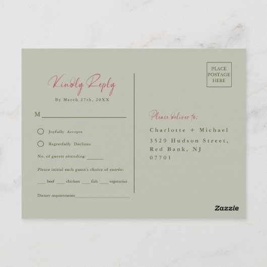 Elegante Sage and Blush Peony Blume UAWG Postkarte (Rückseite)