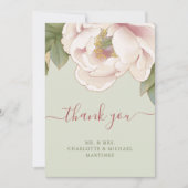 Elegante Sage and Blush Peony Rose Floral Wedding  Dankeskarte (Vorderseite)
