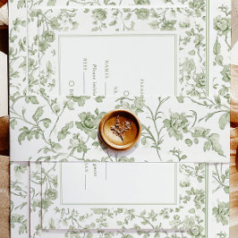 Elegante Sage Chinoiserie Hochzeit Einladungsbanderole