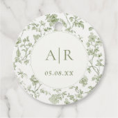 Elegante Sage Chinoiserie Hochzeit Geschenkanhänger (Vorderseite)