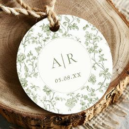 Elegante Sage Chinoiserie Hochzeit Geschenkanhänger