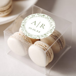 Elegante Sage Chinoiserie Hochzeit Runder Aufkleber