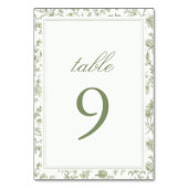 Elegante Sage Chinoiserie Hochzeit Tischnummer (Vorderseite)