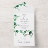 Elegante Sage | Emerald Green Eucalyptus Foliage All In One Einladung (Innen Boden)